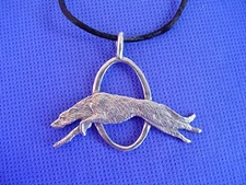 Deerhound wolfhound Leaping necklace #16Ea dog jewelry by Cindy A. Conter  