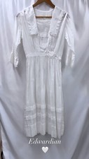 Vintage 1900s Edwardian Lawn Dress Antique Cotton Dress