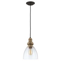 Pendellampe Deckenleuchte HäNgelampe Esszimmerlampe Stahl Glas Holz D 22,9 Cm