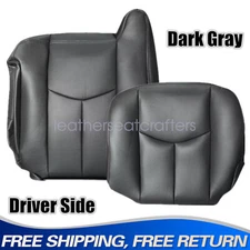 Driver Bottom & Top Seat Cover Dark Gray For 2003-2006 Chevy Silverado Avalanche