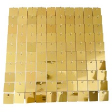 25 PCS Pack Mirror Light Gold Shimmer Wall Backdrop Sequin Panels Squares wit...
