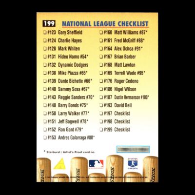 Checklist 1996 Pinnacle San Francisco Giants #199 R326X 62 | eBay