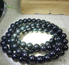 Certified Black Green Burma 100% natural A jadeite jade Beads Necklace墨翠项链29inch