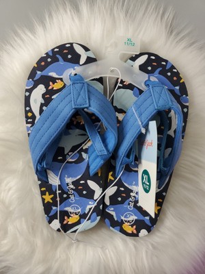 Cat & jack blue/ash fish flip flops XL 11/12 | eBay