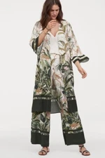 H&M Women’s Tropical Jungle Kimono Bamboo Leopard Floral Print Safari