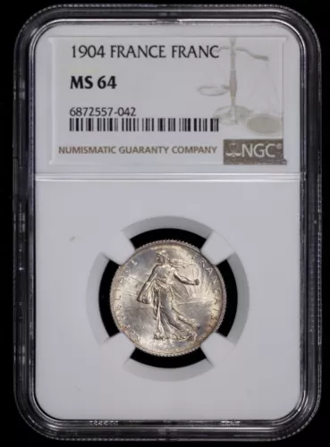 1904 France Franc NGC MS 64