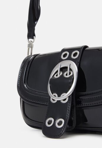 Topshop Black Patent Buckle Design Womens Hand Bag - RRP £22.99 - Picture 3 of 5