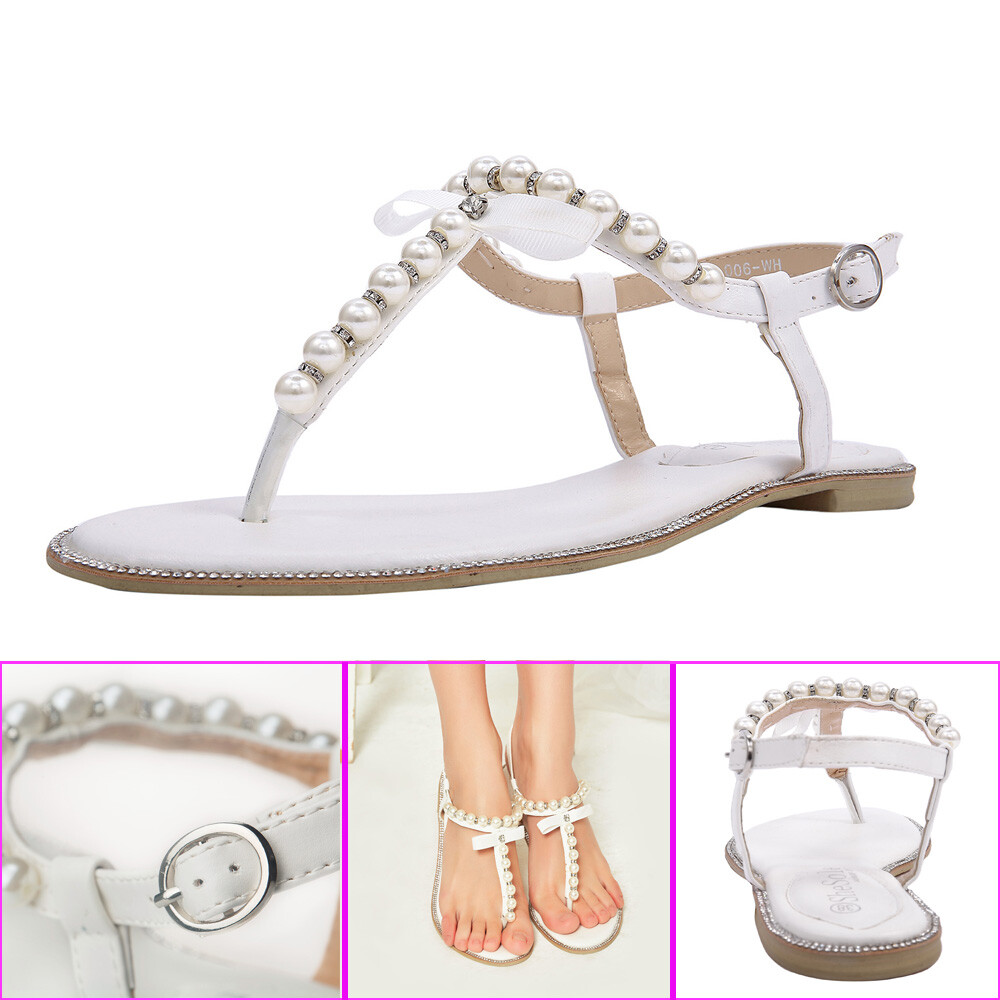 rhinestone t strap flat sandals