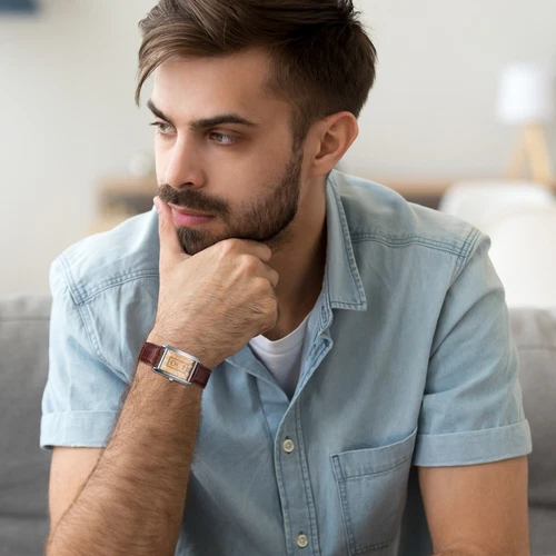 Montre Carrée Amour pour Homme et Femme Motif Crocodile Cuir Montre-Bracelet Cadeau - Photo 4/14