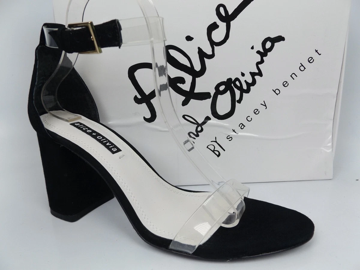 Alice Olivia Womens Lillian 2 Black Ankle Strap Heels Dress