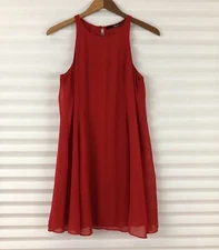 LuLu’s Dress Size S Red Sleeveless Flowy Semi Sheer Lined Keyhole Back 