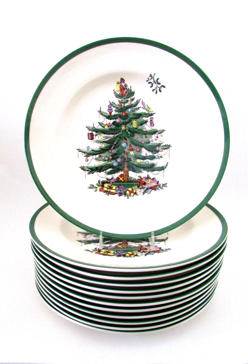 NEW Classic SPODE Christmas Tree Dinner Plates Set 12