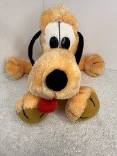 Vintage Disney Pluto Dog Plush 13 Inch Hasbro Softies Red Collar Stuffed Toy
