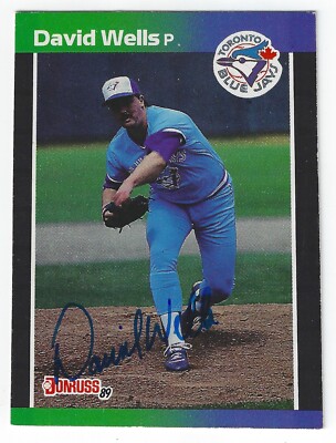DAVID WELLS TORONTO BLUE JAYS SIGNED CARD YANKEES RED SOX DODGERS