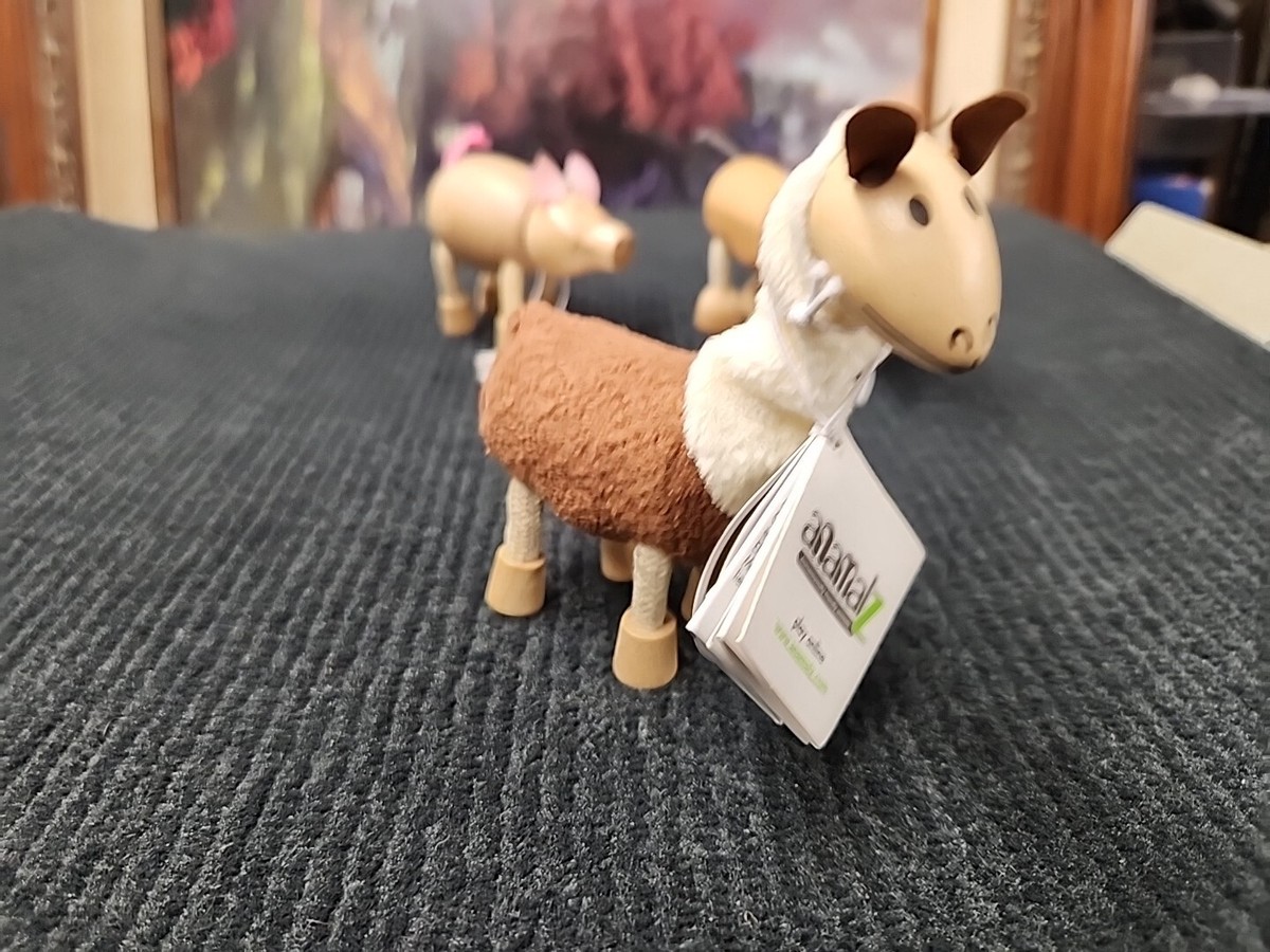 Wooden Anamalz 3-Piece Farm Animal Set. Pig, Llama & Donkey | eBay
