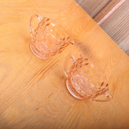 Vintage Jeanette Glass Pink Cubist Creamer and Sugar Bowl - Picture 3 of 8
