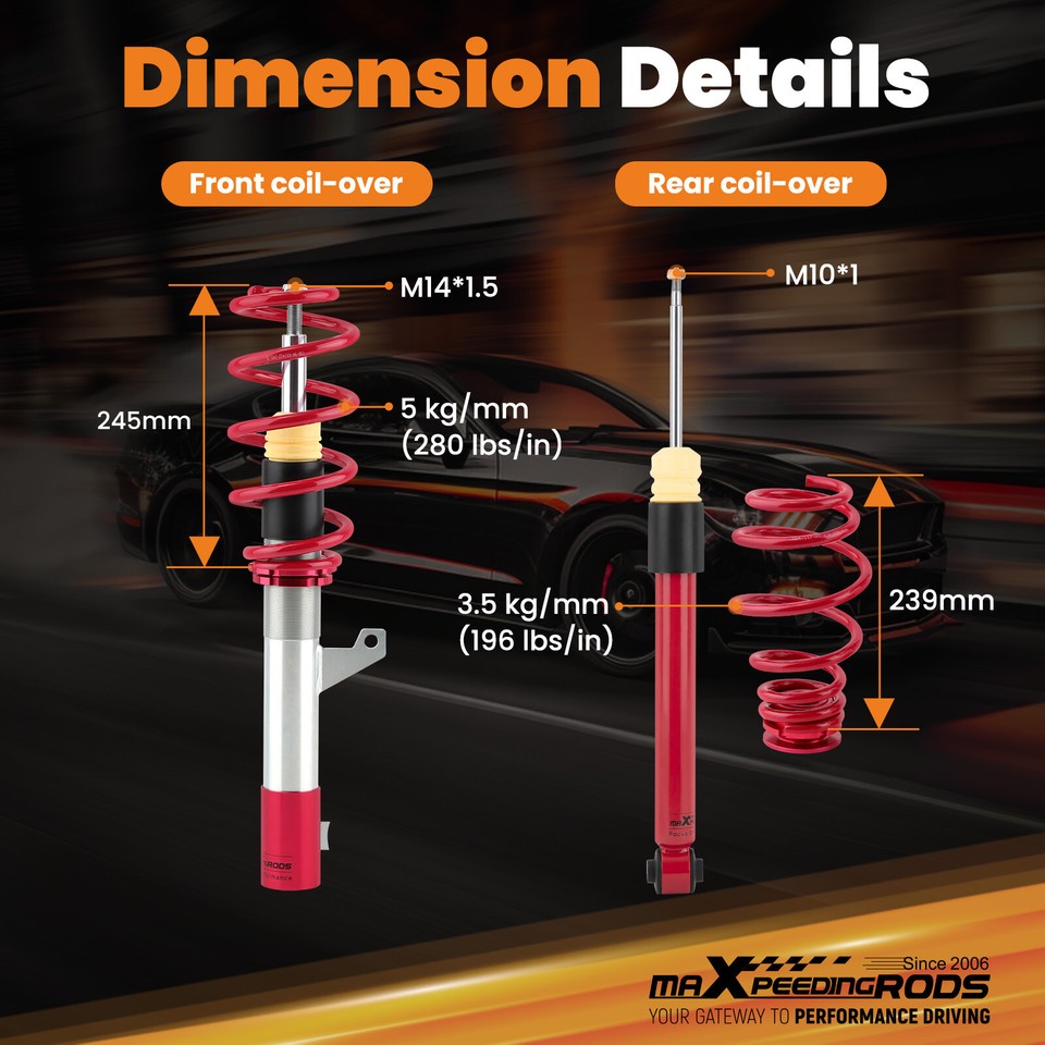 Adjustable Coilovers Suspension Kit for Volkswagen Jetta MK5 MK6 FWD 06 ...