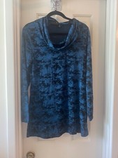 ATTITUDES by RENEE Cowl Neck Tunic w/ Pockets TEAL sz MEDIUM