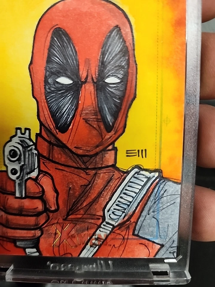 Deadpool hand drawn Sketch Card By Artist Erik Maell - Image 4 of 4