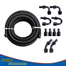 20ft 4/6/8/10/12AN Braided CPE Oil Fuel Line And 10X Push Lock Fitting Hose Kit