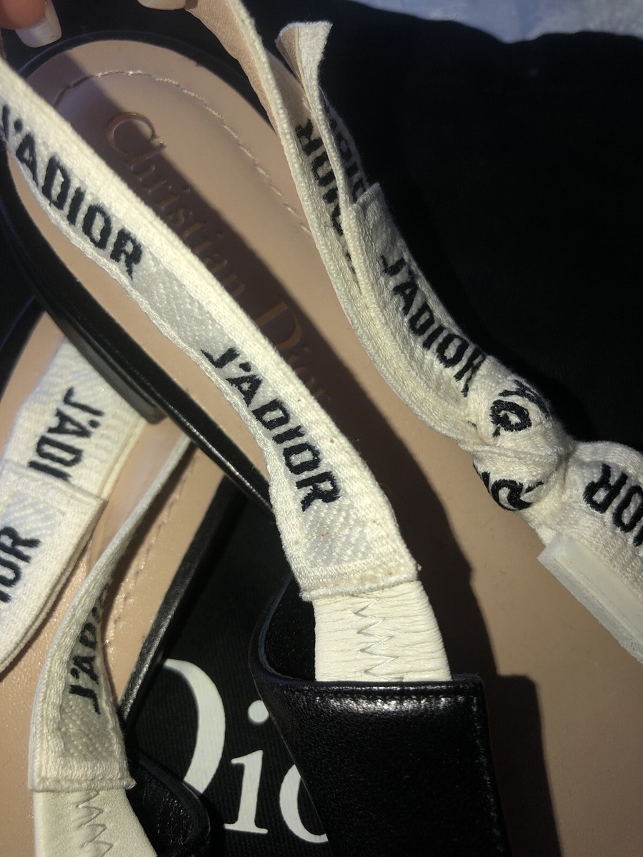 CHRISTIAN DIOR J'ADIOR LEATHER & RIBBON BLACK NOIR BALLERINA