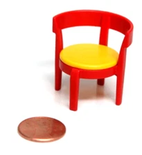 Playmobil Miniature Café Restaurant Dollhouse Round Red Yellow Chair Furniture