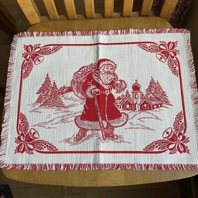 Austria Holiday Linen  Placemat Decor Santa Pack of Toys  Village Red & White
