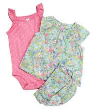 Carter's 3-Pc Pastel Dot Tank Bodysuit Floral Top  Diaper Cover Set Size 9M NWT