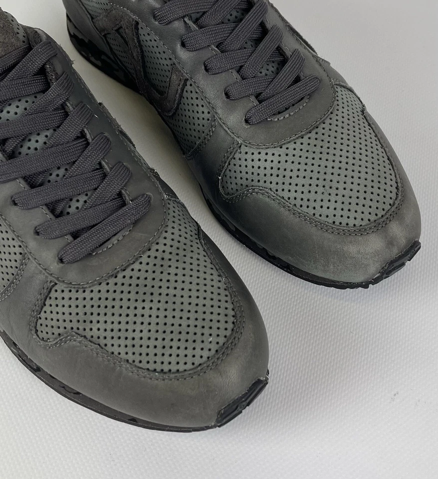 Armani Jeans Cuero Parte Superior Baja Tenis Zapatos Gris Para Hombre Talla US7 UK6.5 Gris Foto 4 de 4