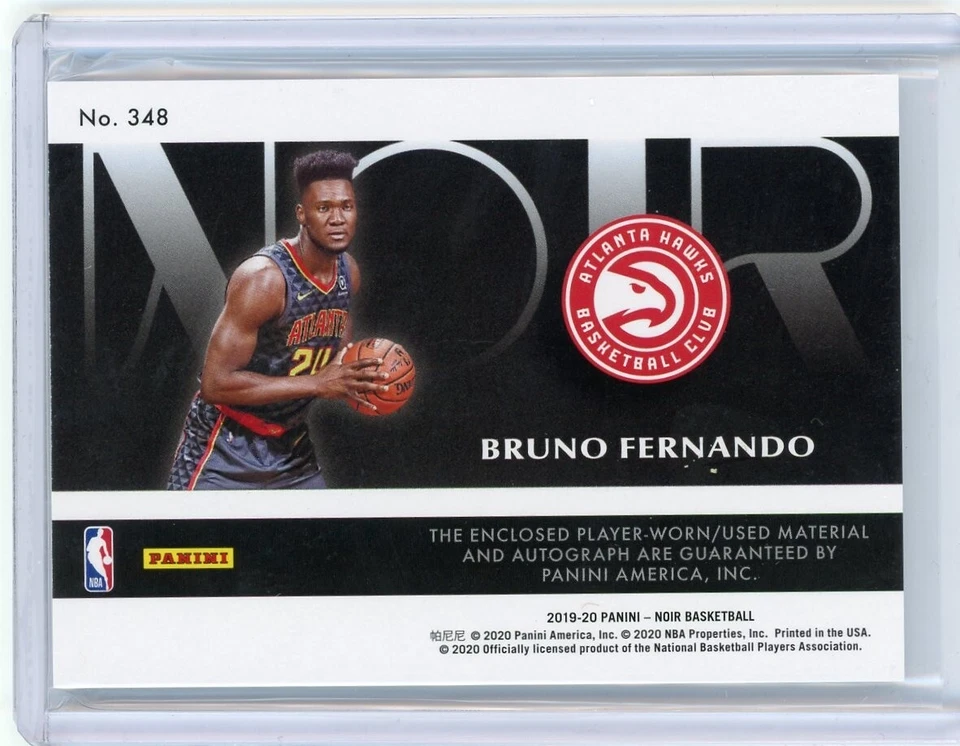2019-20 Panini Noir Bruno Fernando RPA Color Rookie Patch Auto RC #58/99 Hawks - Image 2 of 2