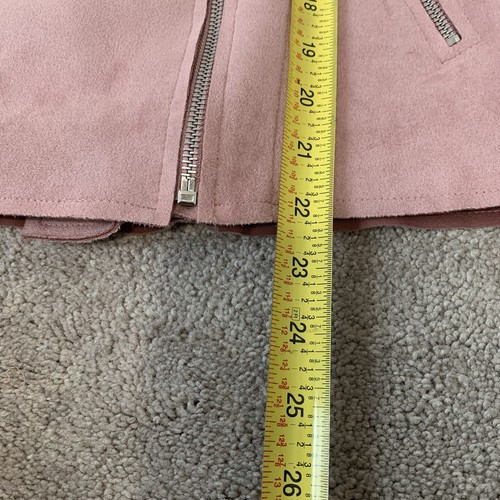 Kut From The Kloth Jacket Size Small Pink Faux Suede Drape Collar Moto - Picture 9 of 12