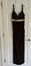 Nicole Miller Collection Evening Gown Dress Size 8 Brown W Gold Accent Worn 1x