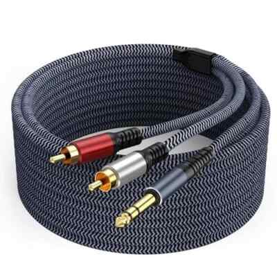 RCA to 1/4 Cable 15ft, 1/4 TRS to RCA Y Splitter Cable, RCA to Quarter inch A...
