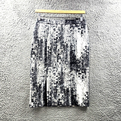 Saba Womens Pencil Skirt Size 8 Grey White Knee Length Front Slit