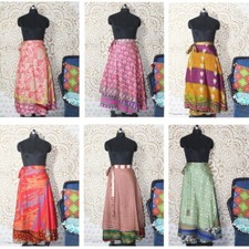 Wholesale Lot 5 PC Handmade Vintage Silk Sari Long Wrap Skirts Bohemian