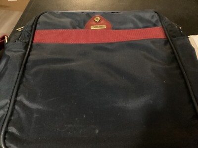 Samsonite Carry on Book Bag Very Dark Blue Maybe Black w/Red Trim / Front Pocket