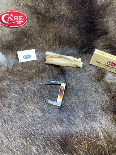 1996 Case R5208 SS Half Whittler Knife With Red Stag Handles Mint In Box P413 - Picture 9 of 24
