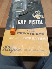 KILGORE 1950s DIECAST "PRIVATE EYE" CAP GUN Chrome Finish NEW RARE NO 2038 Usa