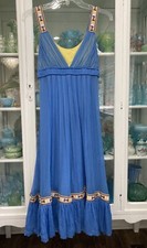 Catherine Malandrino Blue Silk Dress Summer Ruffle Cocktail Party Wedding Sz 6