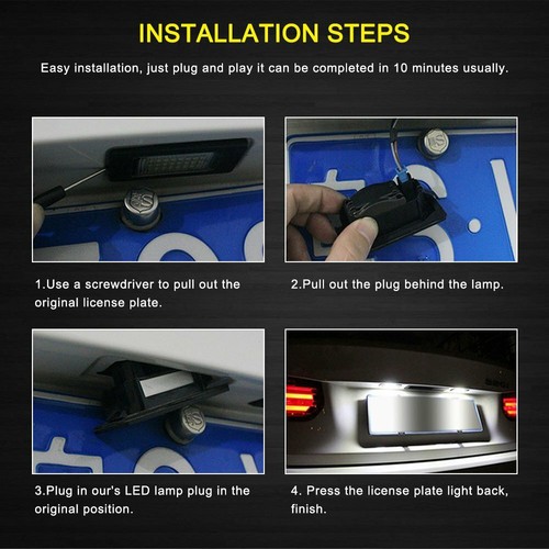 2pcs Error Free LED License Plate Light Bulb For BMW E90 E92 E39 E60 E61 M5 E70 - Picture 7 of 8