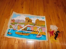 Needlepoint Canvas Sailboats in Harbor European City Partially Started 26 x 37"