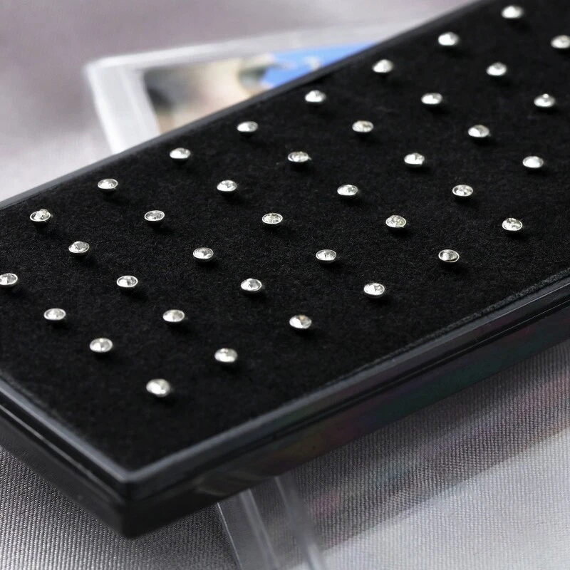 Pernos de anillo de nariz de circonita cúbica para hueso 316L acero quirúrgico piercing corporal joyería 20G 60 un. Foto 3 de 4