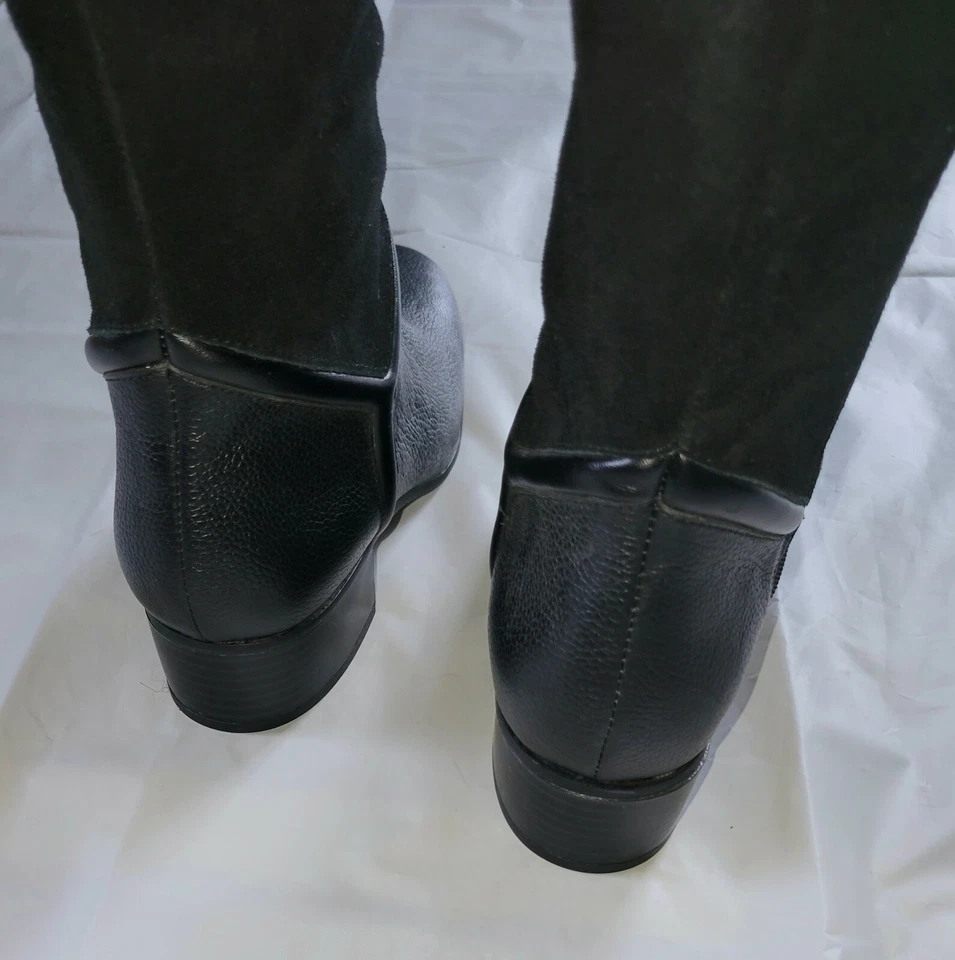 Botas de gamuza y cuero negras H by Halston Kora hasta la rodilla o plegables hasta la rodilla Foto 4 de 4