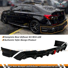 For 22-26 Honda Civic Sedan Yofer V2 Gloss Black Led Rear Diffuser Corner Spats For 22-26 Honda Civic Sedan Yofer V2 Gloss Black Led Rear Diffuser Corner Spats