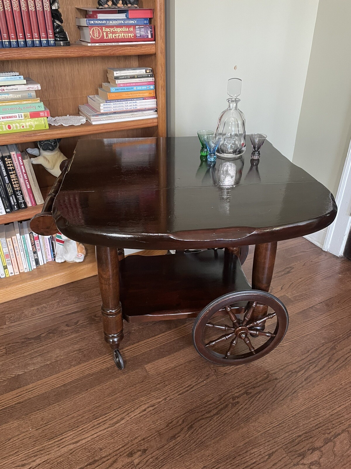 Vintage Walter of Wabash Bar Cart / Tea Cart Drop Leaf Table RARE