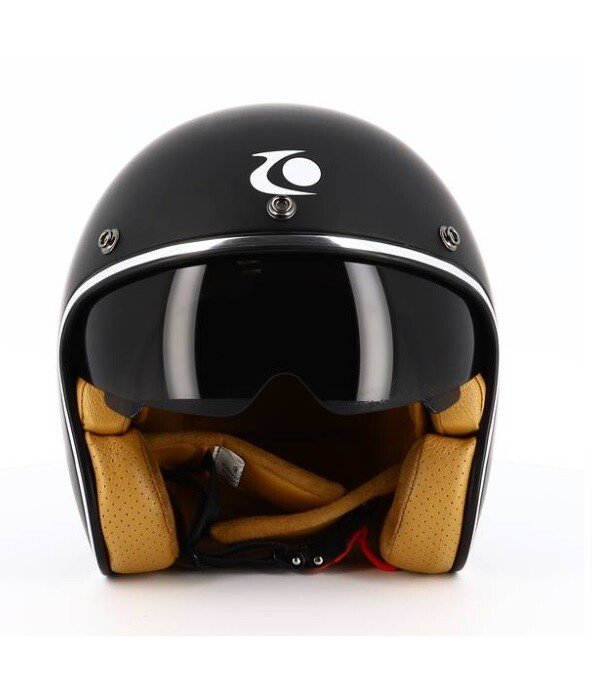 Casque jet contre l'éblouissement avec écran solaire amovible noir mat