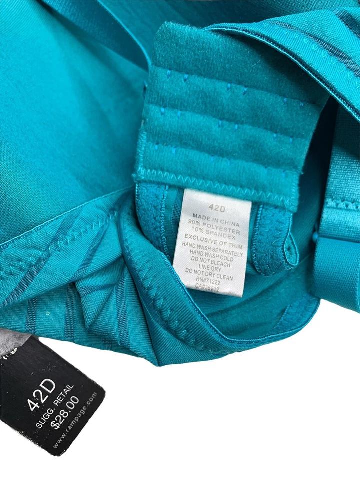 Sujetador acolchado turquesa con aros Rampage Intimates para mujer talla 42D Foto 3 de 3