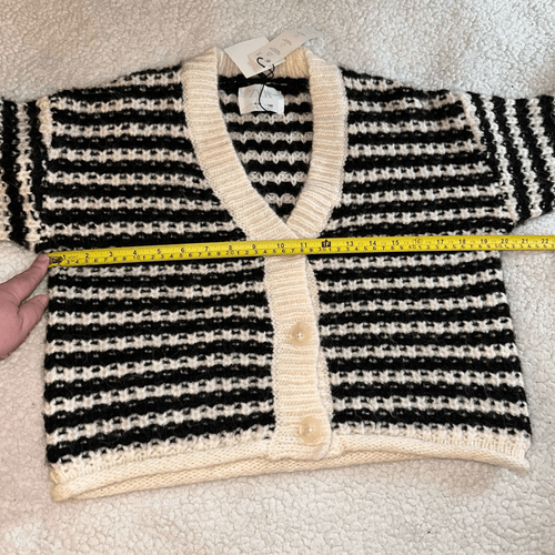 Zara Kids Chunky Black White Striped Button Cardigan Size 9-10 Years - Picture 6 of 9