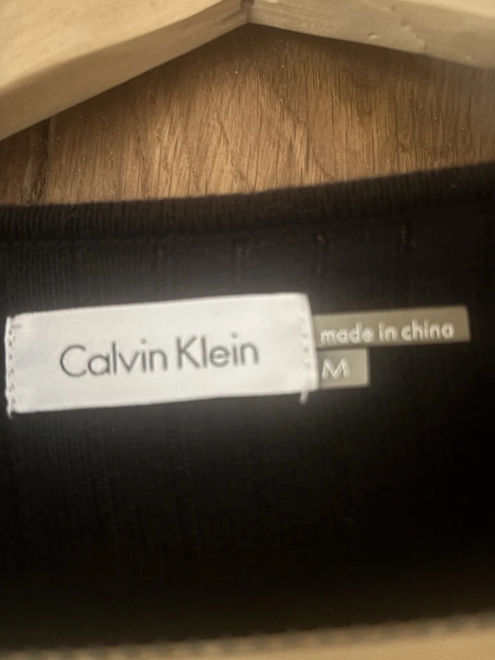 Calvin Klein Black Knitted Pleated Dress Medium - Image 3 of 3