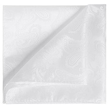 Mens Paisley Pocket Square Hanky White